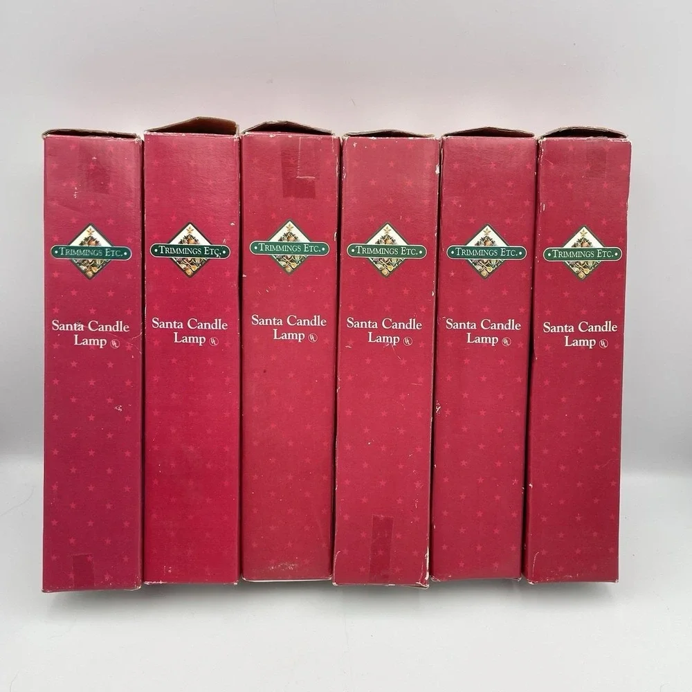 Vintage Trimmings Etc Santa Candle Lamps Set of 6 Tested‎ Working 1990s W/ Boxes